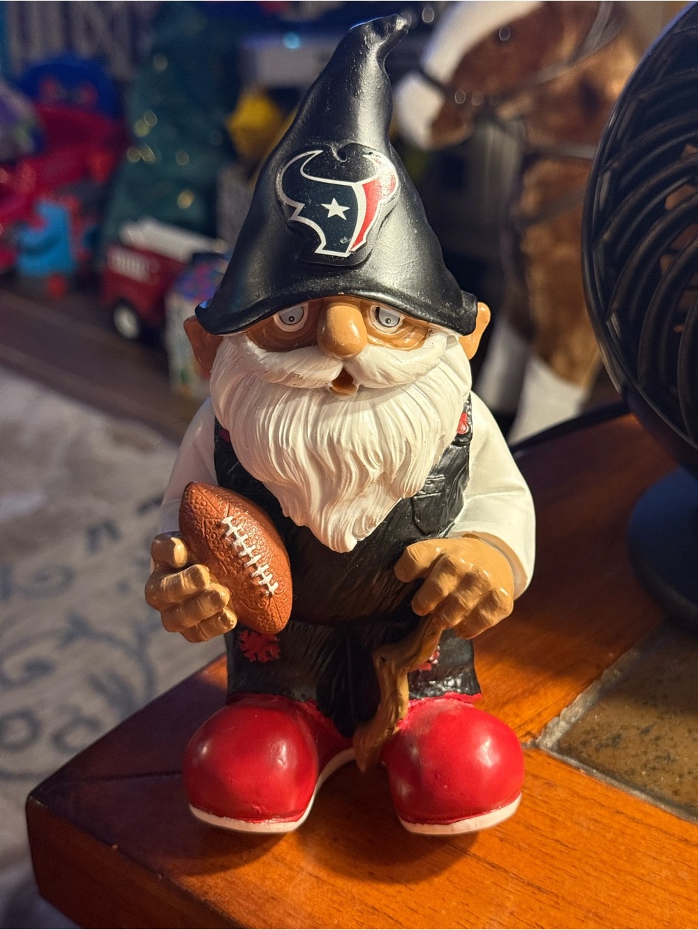 NFL Houston Texans Gnome Sculpture with Red Shoes and Black Hat